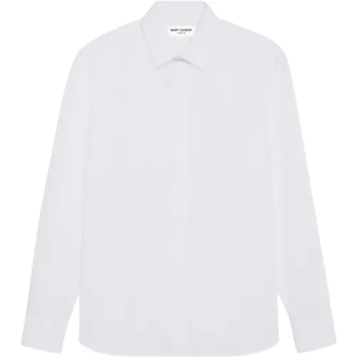 Cotton Poplin Pointed Collar Shirt , male, Sizes: M, XL, L, 2XL - Saint Laurent - Modalova