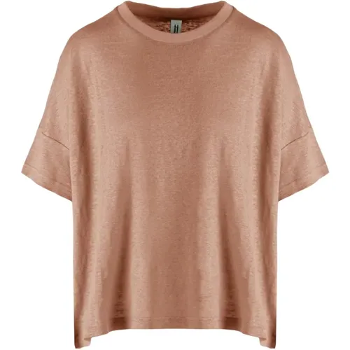 Linen Crew-Neck T-Shirt , female, Sizes: M, L, XS, XL, S - BomBoogie - Modalova