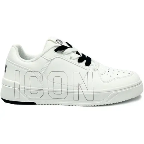 Weiße Sneaker mit Maxi Logo Beschriftung , Herren, Größe: 43 EU - Icon Denim - Modalova