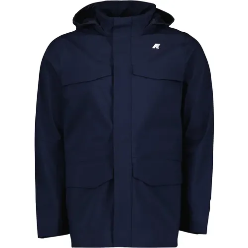 Navy Waterproof Parka Manphy Bonded , male, Sizes: L, M, XL, 2XL - K-way - Modalova