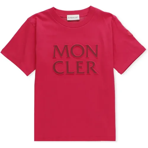 Rosa Baumwoll T-Shirt für Mädchen - Moncler - Modalova
