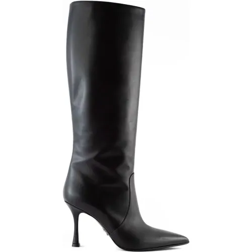 Leather Knee-High Heeled Boots , female, Sizes: 3 UK, 6 UK, 5 UK - Sergio Levantesi - Modalova