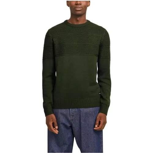 Grüner Rundhalsausschnitt Strickpullover , Herren, Größe: M - jack & jones - Modalova