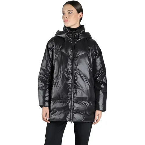 Schwarze Daunenjacke mit Kapuze , Damen, Größe: M - Canadian Classics - Modalova