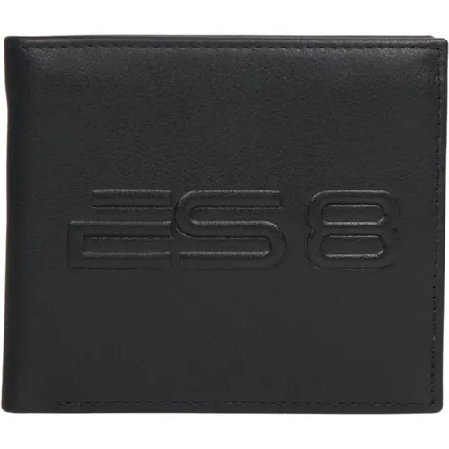 Schwarzes Leder Bi-Fold Brieftasche - Estro - Modalova
