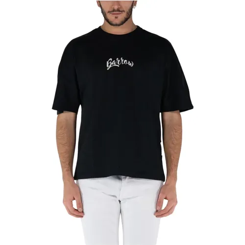 Baumwoll-Jersey-Logo-Print-T-Shirt,Schwarzes Jersey T-Shirt,Baumwoll-Jersey T-Shirt mit Logo-Print,Jersey T-Shirt in Turtle Dove - Barrow - Modalova