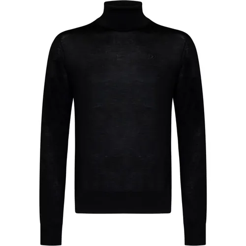 Wool Turtleneck Sweater with Logo , male, Sizes: S, XL, L, M - Dsquared2 - Modalova