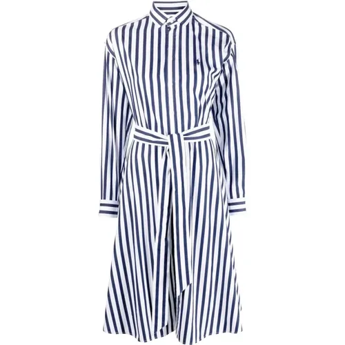 Blaues Kleid mit Knopfleiste , Damen, Größe: 5XL - Polo Ralph Lauren - Modalova