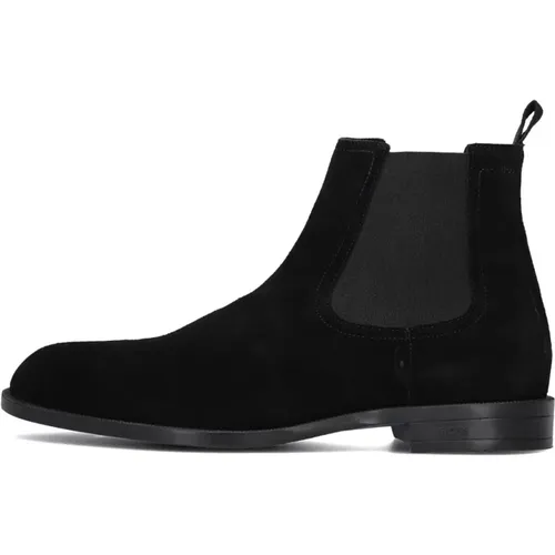 Schwarze Wildleder Chelsea Boots , Herren, Größe: 42 EU - Hugo Boss - Modalova