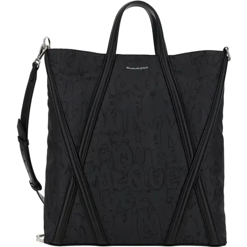 Tote Bag with McQueen Graffiti Print , male, Sizes: ONE SIZE - alexander mcqueen - Modalova