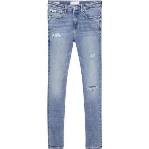 Blaue Slim Fit Elastische Denim Jeans , Herren, Größe: W33 - Calvin Klein - Modalova