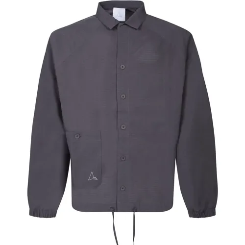 Grey Long Sleeve Bowling Neck Shirt , male, Sizes: M, L, S - ROA - Modalova