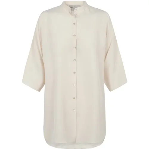 Silk Vanilla Shirt with Mao Collar , female, Sizes: M, 2XL, XL, XS, L, S - Cortana - Modalova