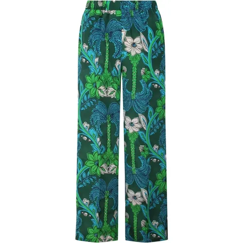 Floral Silk Trousers , female, Sizes: M, XS, S - P.a.r.o.s.h. - Modalova