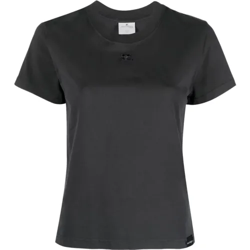 Grey T-shirts and Polos with Logo , female, Sizes: L, XS, S, M - Courrèges - Modalova