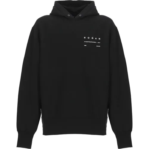 Schwarzer Baumwollhoodie mit Logo-Print , Herren, Größe: 2XL - Hogan - Modalova