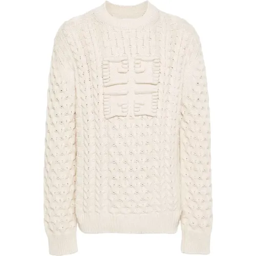 Chunky Cable Knit Sweater Ecru , male, Sizes: L - Givenchy - Modalova