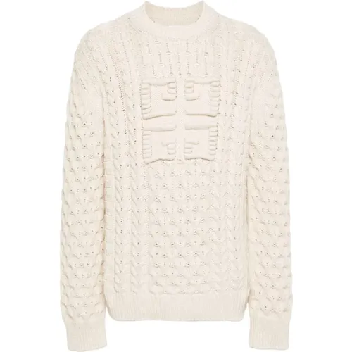 Chunky Cable Knit Sweater Ecru , male, Sizes: M, L - Givenchy - Modalova
