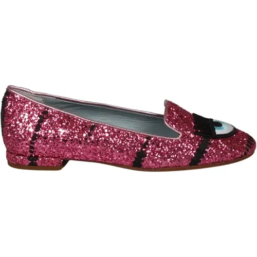 Glitter Ballerina Shoes with Embroidered Patches , female, Sizes: 2 UK - Chiara Ferragni Collection - Modalova