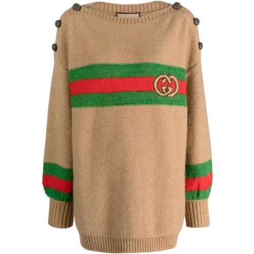 Interlocking G Patch Knit Jumper , female, Sizes: S - Gucci - Modalova