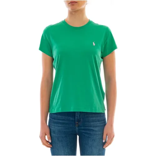 Grünes Baumwoll-Jersey T-Shirt , Damen, Größe: XS - Polo Ralph Lauren - Modalova