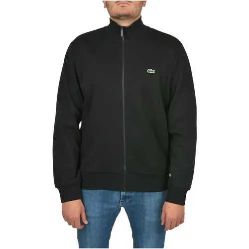 Schwarzer Crocodile Logo Reißverschluss Pullover , Herren, Größe: L - Lacoste - Modalova