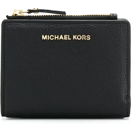 Schwarzes Leder Logo Brieftasche Reißverschluss Münze , Damen, Größe: ONE Size - Michael Kors - Modalova