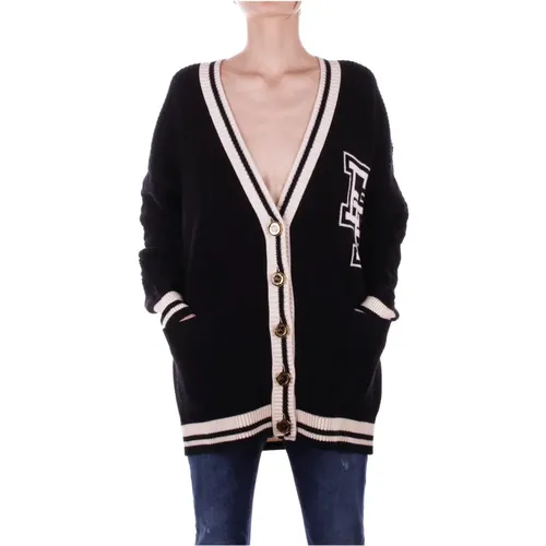 Front Logo Cardigan Sweaters , Damen, Größe: S - Elisabetta Franchi - Modalova