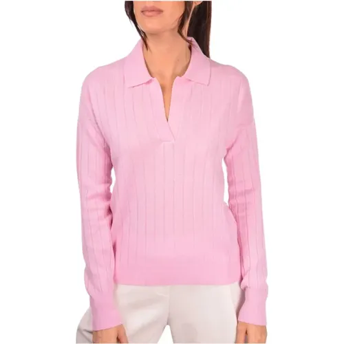 Rosa Gestrickter Polo Pullover , Damen, Größe: XS - Gran Sasso - Modalova