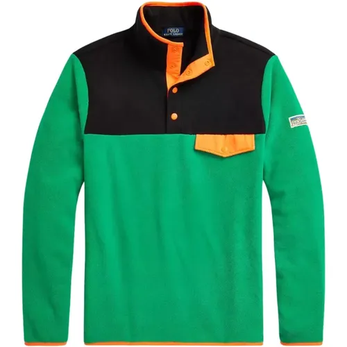 Grünes Fleece mit Tasche , Herren, Größe: XL - Ralph Lauren - Modalova