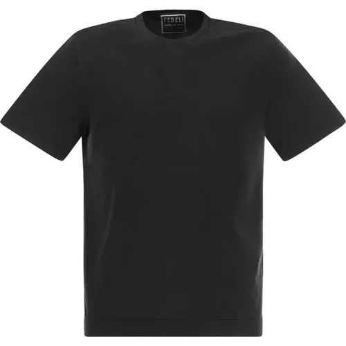 Baumwoll Rundhals T-Shirt , Herren, Größe: XL - Fedeli - Modalova
