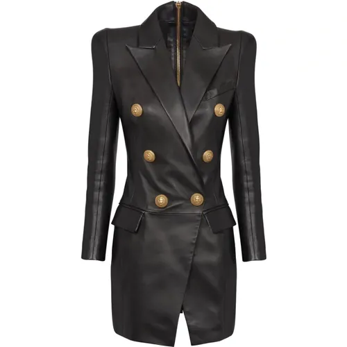 Button leather dress Balmain - Balmain - Modalova
