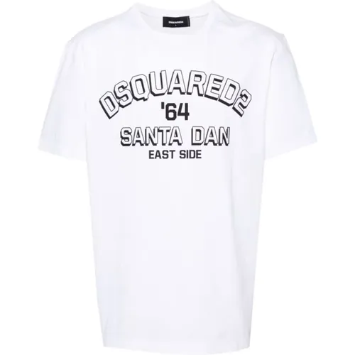 T-Shirt mit geprägtem Logo , Herren, Größe: XL - Dsquared2 - Modalova
