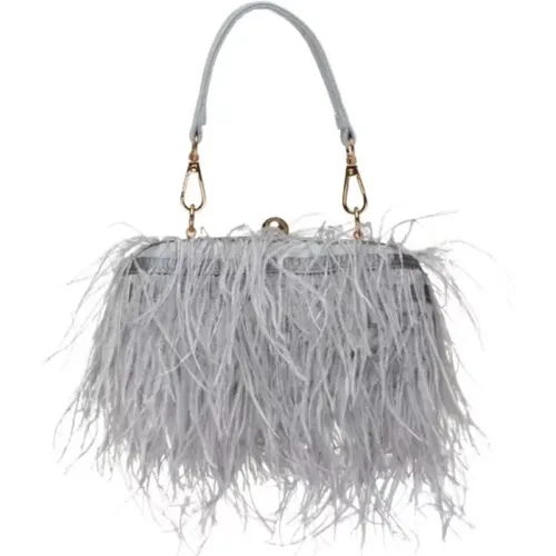 Feder Graue Clutch Tasche - La MILANESA - Modalova