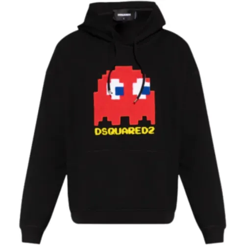 Schwarzer Baumwoll-Sweatshirt mit Iconic Logo - Dsquared2 - Modalova