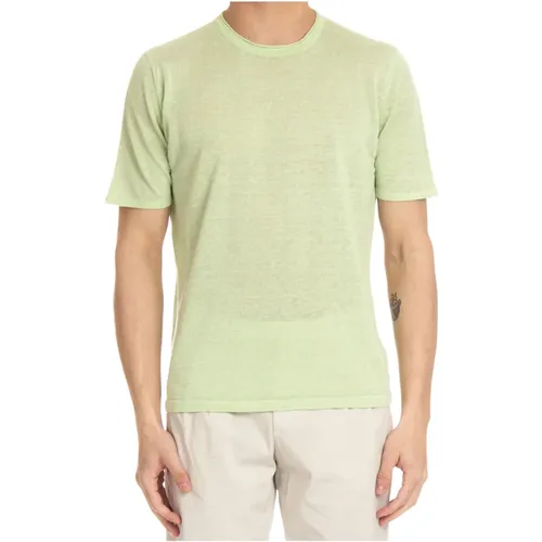 Grünes Leinen Weiches T-shirt , Herren, Größe: S - Roberto Collina - Modalova
