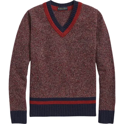 Gemusterter Woll-V-Ausschnitt-Pullover - Brooks Brothers - Modalova