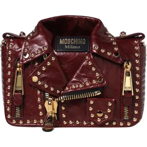 Nieten Biker Schultertasche , Damen, Größe: ONE Size - Moschino - Modalova