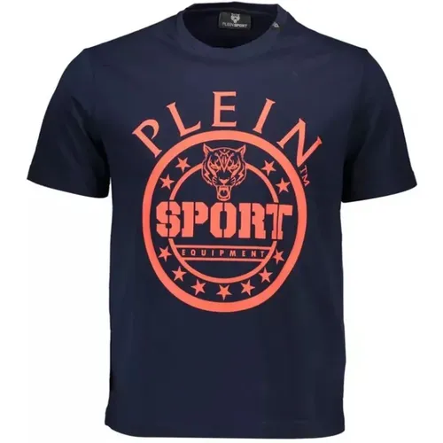 Blau Baumwoll T-Shirt mit Prints , Herren, Größe: 2XL - Plein Sport - Modalova