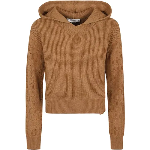 Hooded Sweater with Pointelle Motif , female, Sizes: XS, M - Victoria Beckham - Modalova