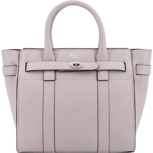 Grey Leather Handbag with Zip Closure , female, Sizes: ONE SIZE - Mulberry - Modalova