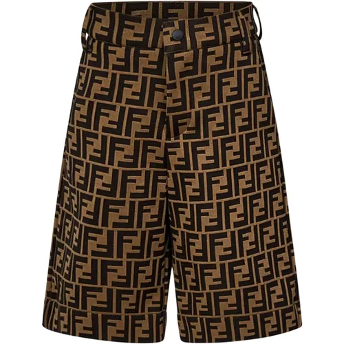 Shorts,Braune Baumwoll-Bermuda-Shorts mit FF-Logo - Fendi - Modalova
