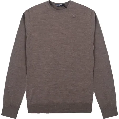 Herren Beige Taupe Rundhals Pullover , Herren, Größe: 2XL - K-way - Modalova