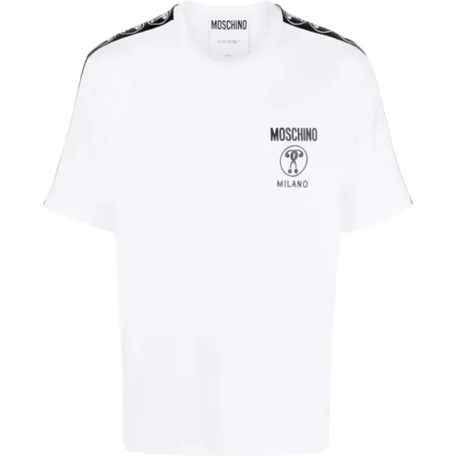 Weißes T-Shirt mit Logo-Print - Moschino - Modalova