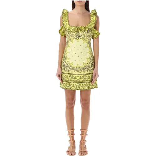 Yellow Bandana Frilled Mini Dress , female, Sizes: XS - Zimmermann - Modalova