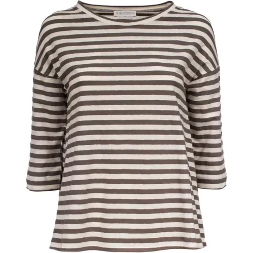 Striped Linen Cotton T-shirt , female, Sizes: XS - Le Tricot Perugia - Modalova