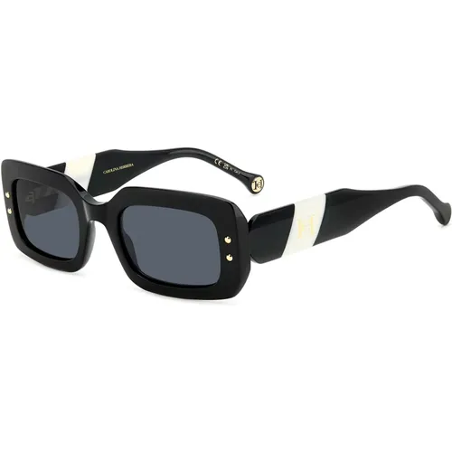 Schwarze Weiße/Graue Sonnenbrille , Damen, Größe: 52 MM - Carolina Herrera - Modalova