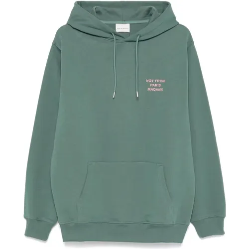 Grüner Bestickter Slogan Pullover Hoodie , Herren, Größe: L - Drole de Monsieur - Modalova