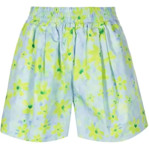 Watercolour floral-pattern cotton shorts , female, Sizes: 2XS - Marni - Modalova