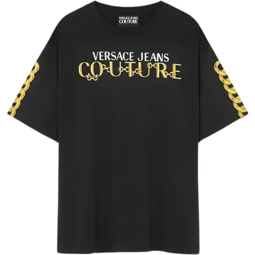 Logo Chain Cotton T-Shirt , male, Sizes: XS - Versace Jeans Couture - Modalova